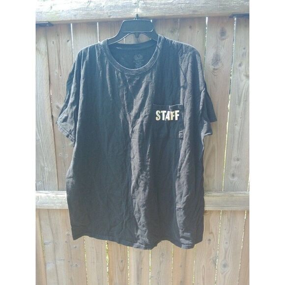 men's STAFF t-shirt tee XL black front pocket - Picture 1 of 5